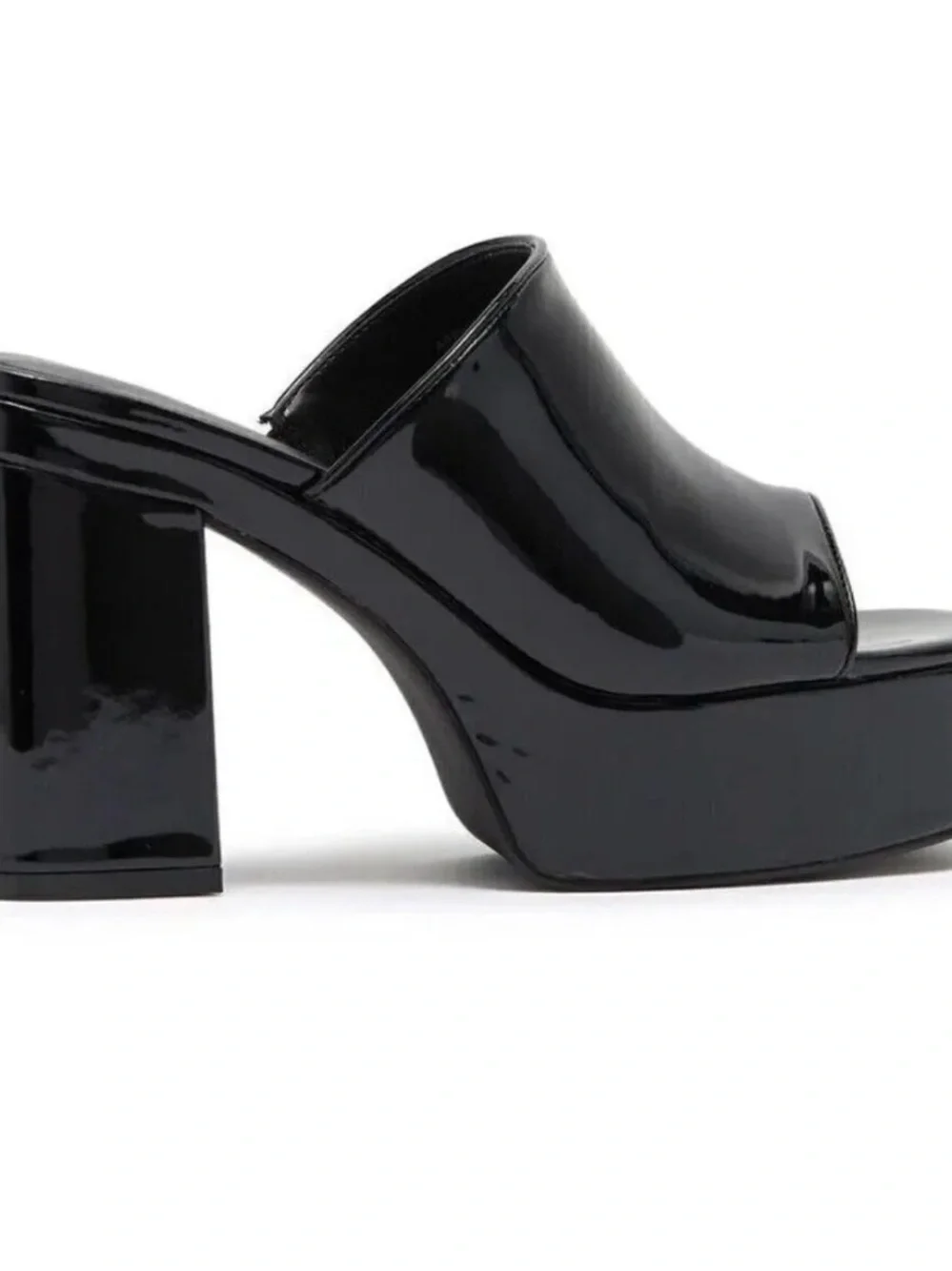 Abound Glossy Black Patent Platform Mule Heels